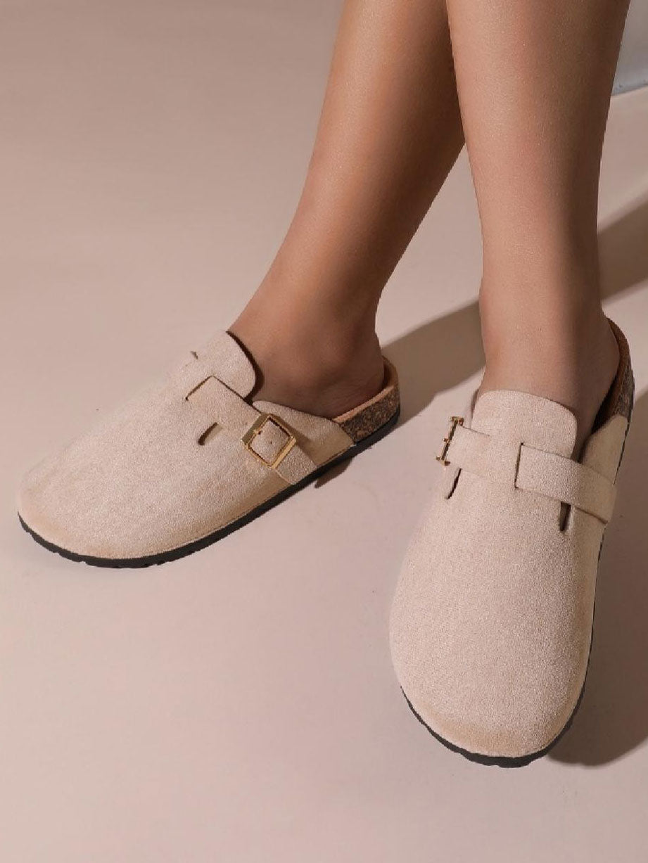 Playa - Slippers med ruskindslook og spænde